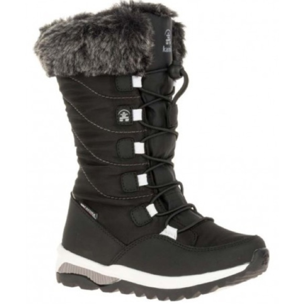 Size 3 Youth Kamik Black and Gray Kids Snow Boots